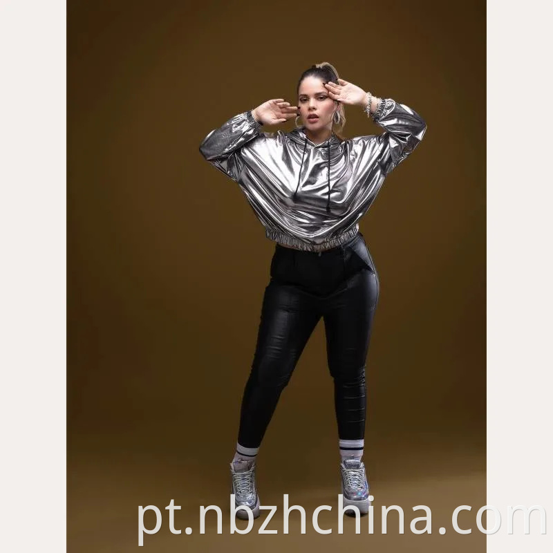 Womens Silver Coated Sweatshirts Hoodies